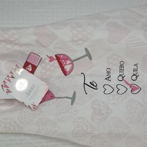 Te Amo Te Quiero Te Quila apron and kitchen towel gift set New